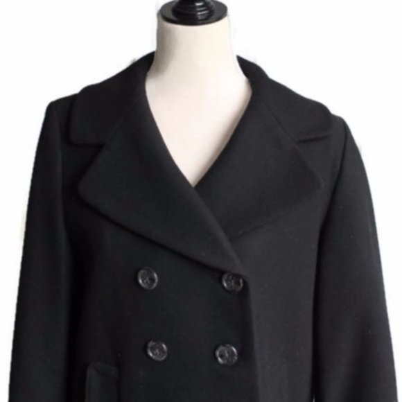 Banana Republic Black Wool Blend Coat-Sz M - Picture 2 of 4